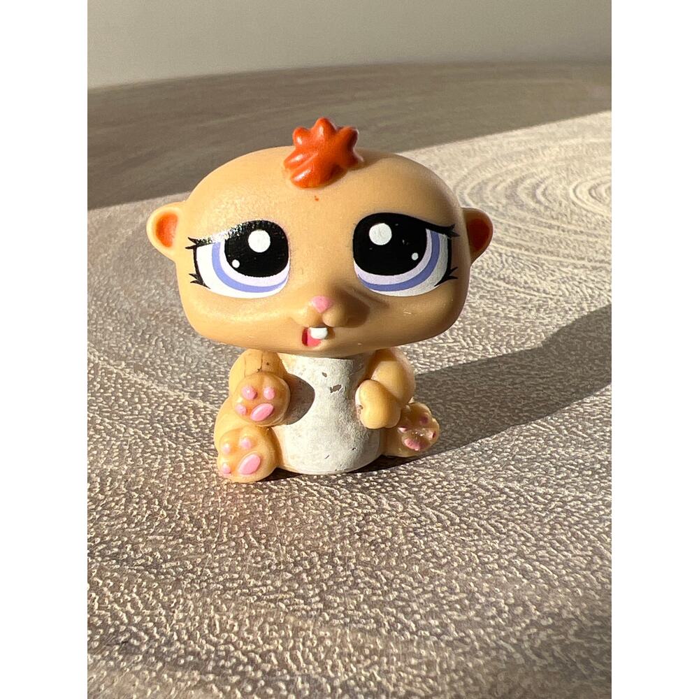 Littlest Pet Shop LPS Hamster #1479 Tan with Purple Eyes 2009 *Read